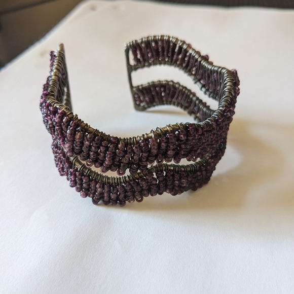 Dark Purple Beaded Wave  Bracelet - Picture 5 of 10